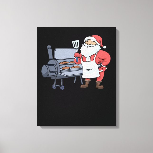 Weihnachtsgrill Santa Claus Grill Smoker Steak Leinwanddruck (Vorderseite)