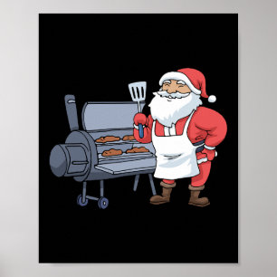 Weihnachtsgrillfest Santa Claus Grill Räucherofen Poster