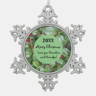 Weihnachtsgroßeltern Schneeflocken Zinn-Ornament