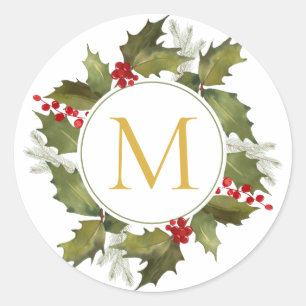 Weihnachtsgroßes Monogramm-Vintager Runder Aufkleber