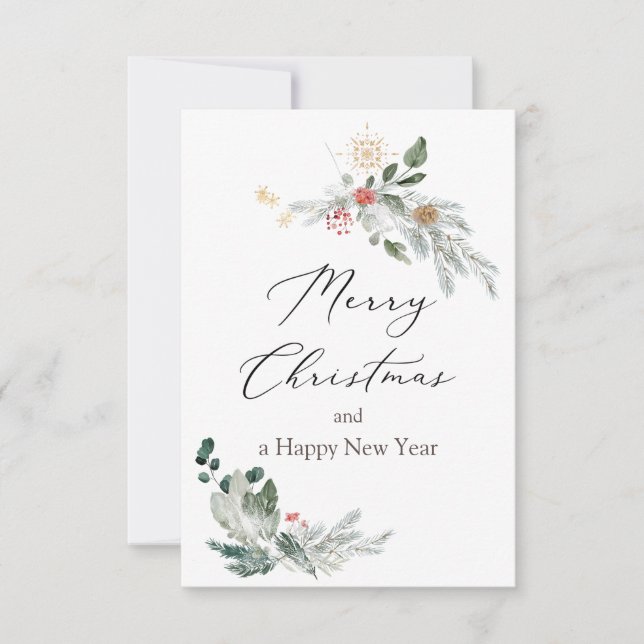 Weihnachtsgrün Aquarellkarte (Vorderseite)
