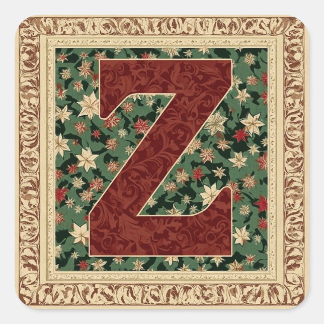 Weihnachtsgrün auf Red Z Design Quadratischer Aufkleber (Vorderseite)