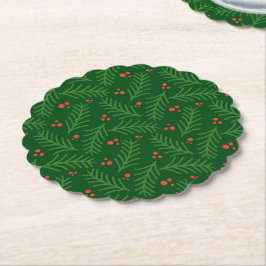 Weihnachtsgrün Beeren Festliche Feierparty Untersetzer