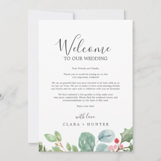 Weihnachtsgrün Begrüßungsschreiben & Reisereien (Vorderseite)