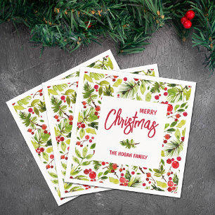 Weihnachtsgrün Berries Urlaub Serviette