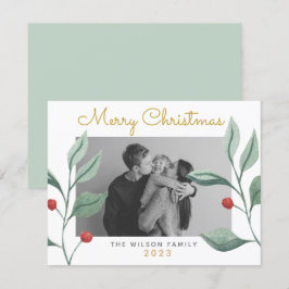 Weihnachtsgrün & Berry Familienkarte Karte