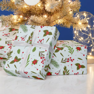 Weihnachtsgrün Blume Berries Grün Weihnachten Geschenkpapier