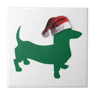 Weihnachtsgrün-Dackel Fliese