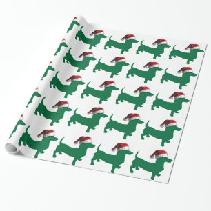 Weihnachtsgrün-Dackel Geschenkpapier