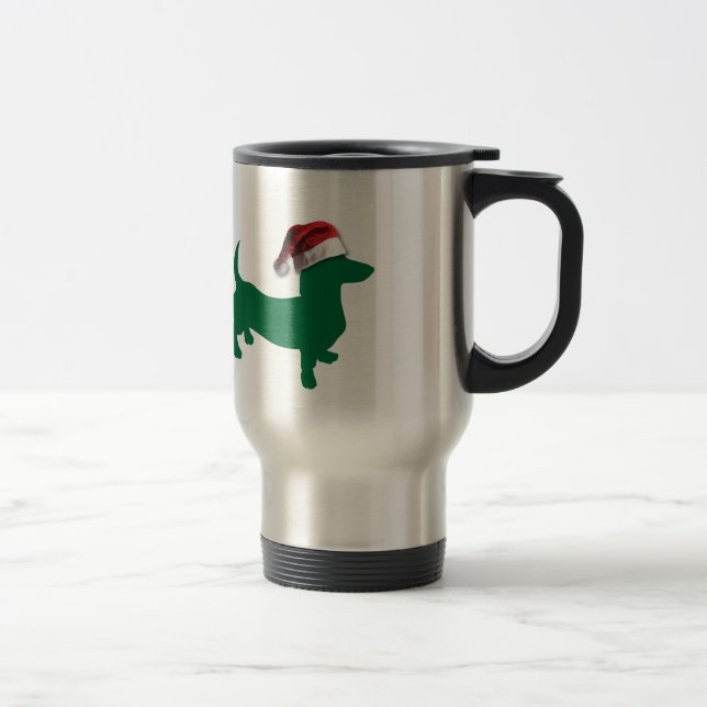 Weihnachtsgrün-Dackel Reisebecher (Rechts)
