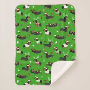 Weihnachtsgrün Dackeln Sherpadecke