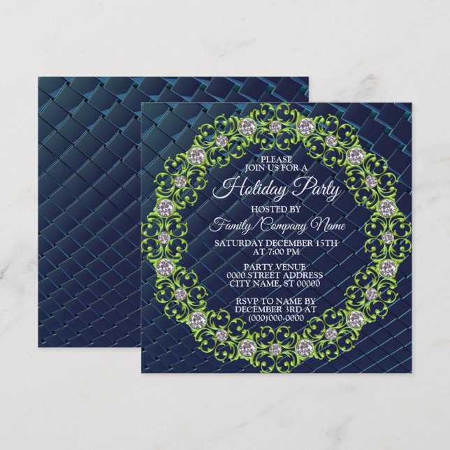 Weihnachtsgrün Design Einzigartiges Party Einladung (Vorne/Hinten)