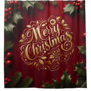 Weihnachtsgrün Duschvorhang