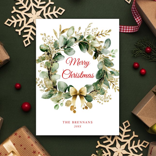 Weihnachtsgrün Eucalyptus Elegant Feiertagskarte (Christmas Greenery Eucalyptus Elegant Holiday Card)