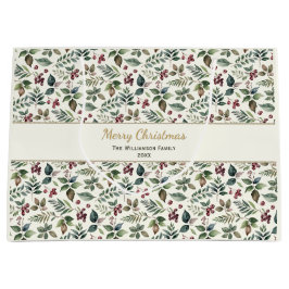 Weihnachtsgrün Festliche Gemusterte Geschenktasche Große Geschenktüte