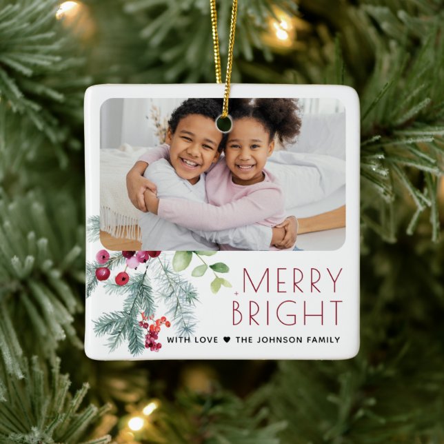 Weihnachtsgrün Foto Keramikornament (Baum)