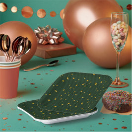 Weihnachtsgrün Gelbe Streifen Stern Weihnachten Pappteller