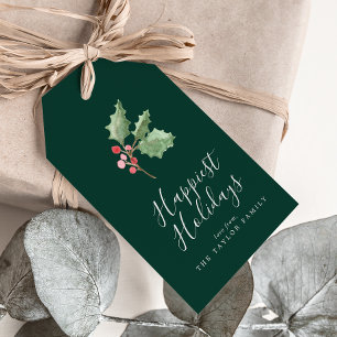 Weihnachtsgrün glücklichste Ferien   Grün Geschenkanhänger