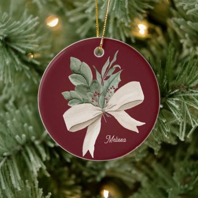Weihnachtsgrün im Wasser Personalisiert Keramik Ornament (Baum)