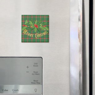 Weihnachtsgrün Kariert mit Kraut Magnet