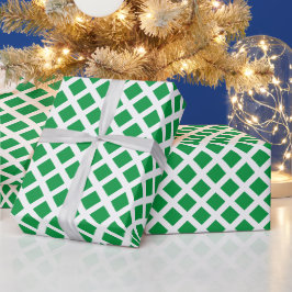 Weihnachtsgrün kariertes Diamantenmuster modern Geschenkpapier