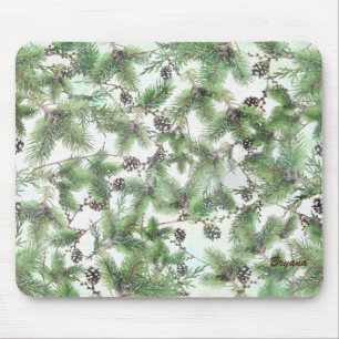 Weihnachtsgrün & Kiefernzapfen Land Winter Rustika Mousepad
