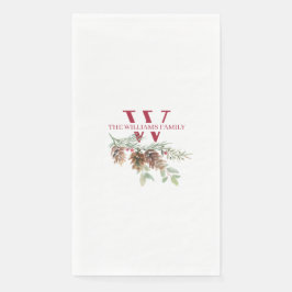 Weihnachtsgrün Klassisches Rotes Monogramm Serviette