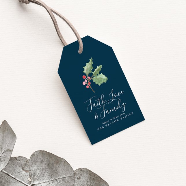 Weihnachtsgrün Liebe und Familie Faith | Marine Geschenkanhänger (Von Creator hochgeladen)