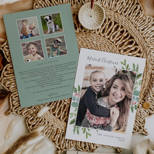 Weihnachtsgrün Merriest Weihnachtsbrief Feiertagskarte (Von Creator hochgeladen)