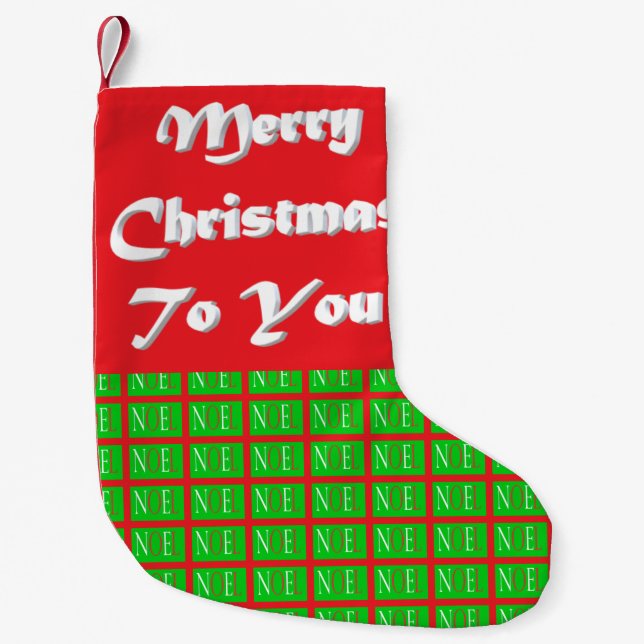 Weihnachtsgrün mit großem Text Kleiner Weihnachtsstrumpf (Vorderseite)