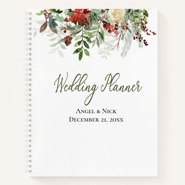 Weihnachtsgrün |mit Kostenvoranschlag | Hochzeitsp Notizbuch (Vorderseite)