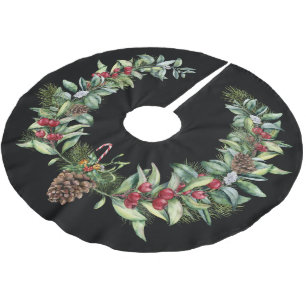 Weihnachtsgrün mit Pinecone Polyester Weihnachtsbaumdecke