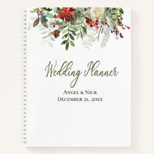 Weihnachtsgrün  mit Zitat   Hochzeitsplaner  Notizbuch