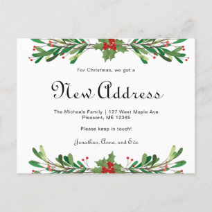 Weihnachtsgrün New Address Holiday Move Postkarte