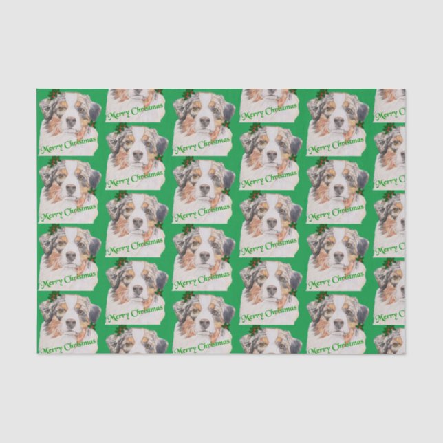 Weihnachtsgrün-Realistischer Australischer Hirte Seidenpapier (Vorderseite)