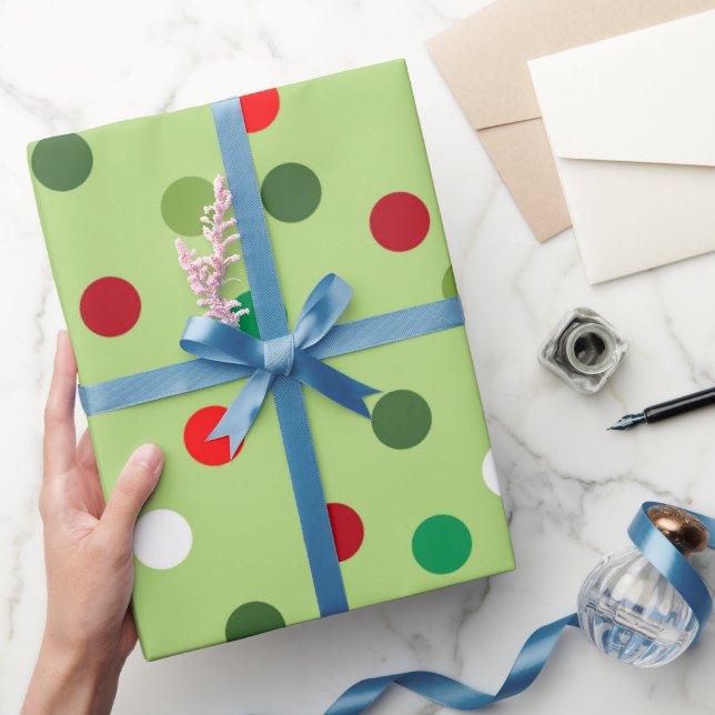 Weihnachtsgrün Regenbogen Tupfen Geschenkpapier (Schenken)
