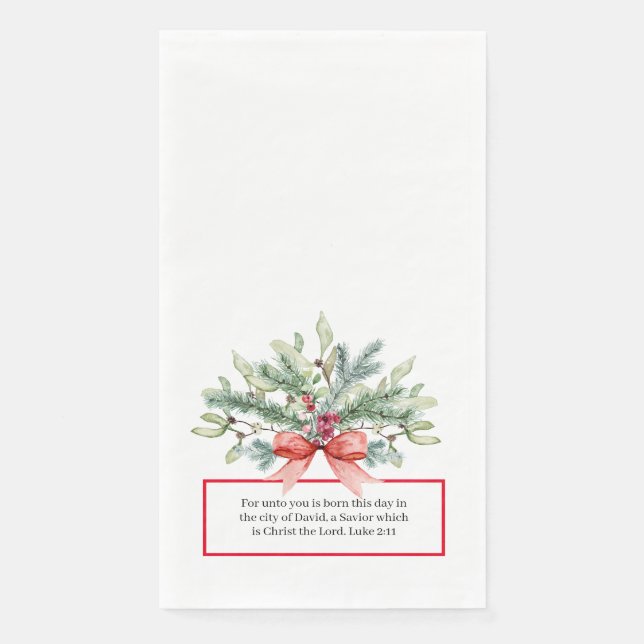 Weihnachtsgrün Religiöse Christliche Bibelverse Serviette (Vorderseite)