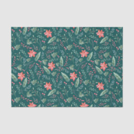 Weihnachtsgrün Rot Florals Dunkelgrün Seidenpapier