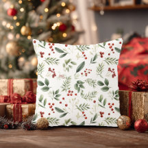 Weihnachtsgrün & Rote Beeren Aquarell