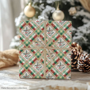 Weihnachtsgrün & roter Wasserfarbe-Karo-Geschenkpa Geschenkpapier
