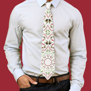 Weihnachtsgrün Stechpalmen-Beeren Mandala-Stil Krawatte