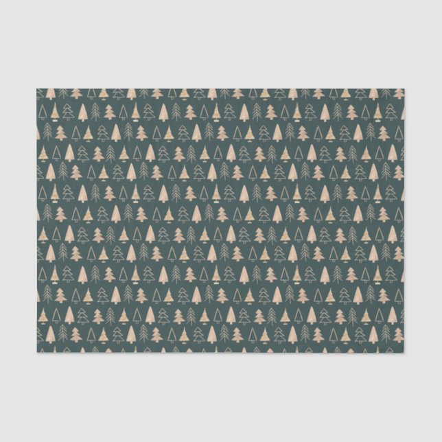 Weihnachtsgrün und beigefarbene Kiefern Seidenpapier (Vorderseite)