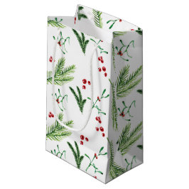 Weihnachtsgrün und Berries Kleine Geschenktasche Geschenktüte