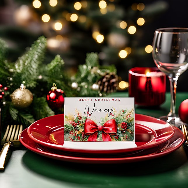 Weihnachtsgrün und Buggewohnheiten Platzkarte (Von Creator hochgeladen)