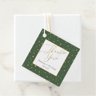 Weihnachtsgrün- und Goldtypografie Geschenkanhänger