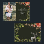 Weihnachtsgrün und Rot Foto Mitteilungskarte<br><div class="desc">Frohes Holidays Aquarellwald Foto Weihnachtskarte. Rustikales Weihnachtsgebäck Foto rot und grün</div>