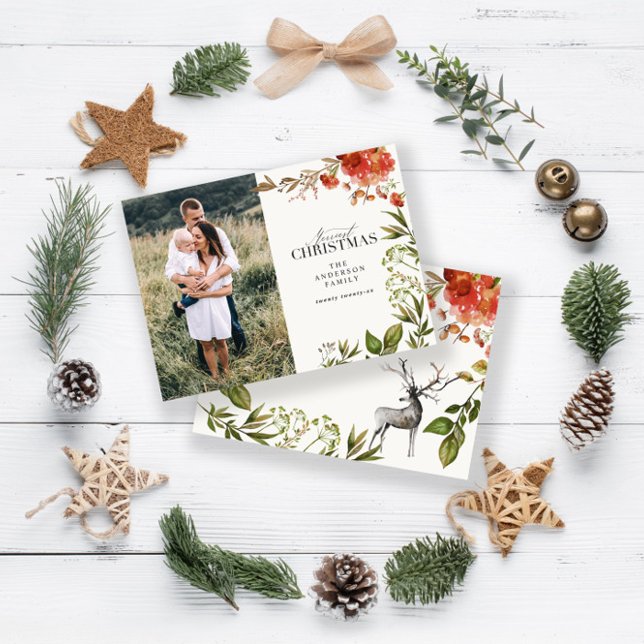 Weihnachtsgrün und Rot Foto Mitteilungskarte (Von Creator hochgeladen)