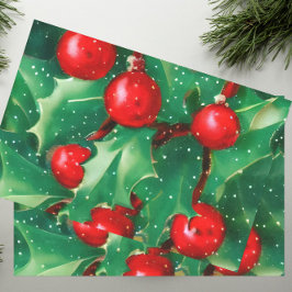 Weihnachtsgrün und Rote Beeren Seidenpapier