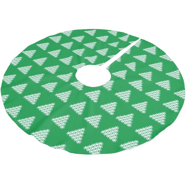 Weihnachtsgrün und weiß Schnee Sterne Bäume Polyester Weihnachtsbaumdecke (Schrägansicht)