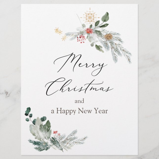 Weihnachtsgrün Wasserfarbe Letterhead Briefbogen (Vorderseite)